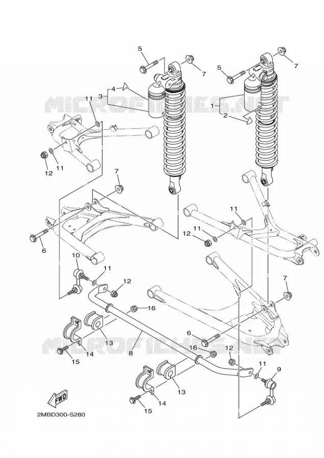 REAR SHOCK ABSORBER Yamaha SIDE BY SIDE 700 2018 WOLVERINE  YXE700E