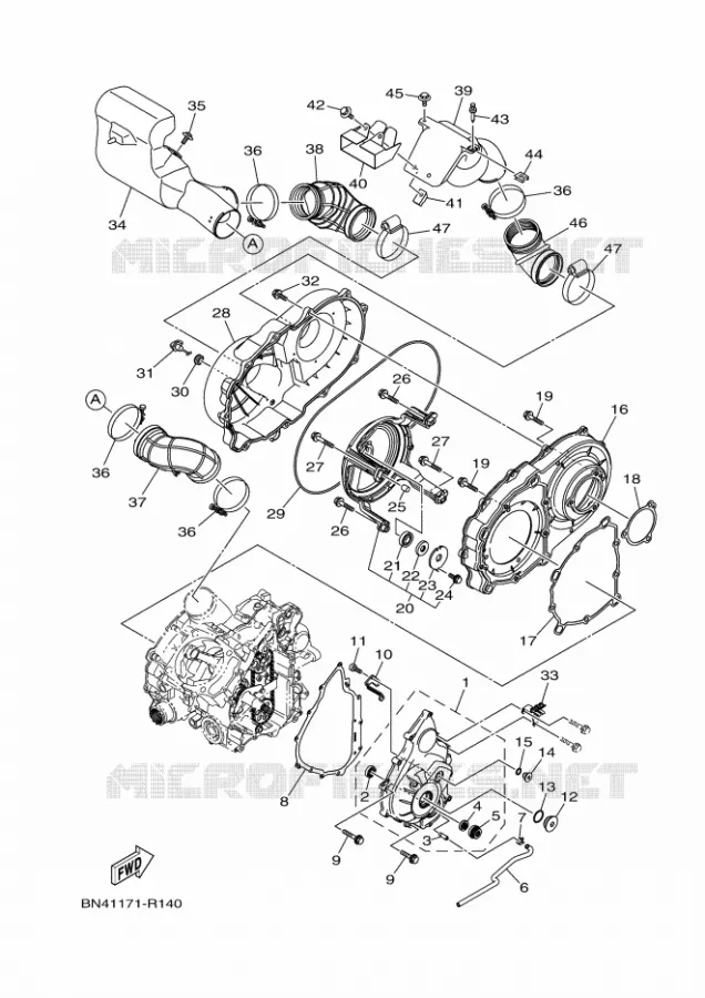 COVER - ENGINE 1 Yamaha SIDE BY SIDE 700 2018 WOLVERINE  YXE700E