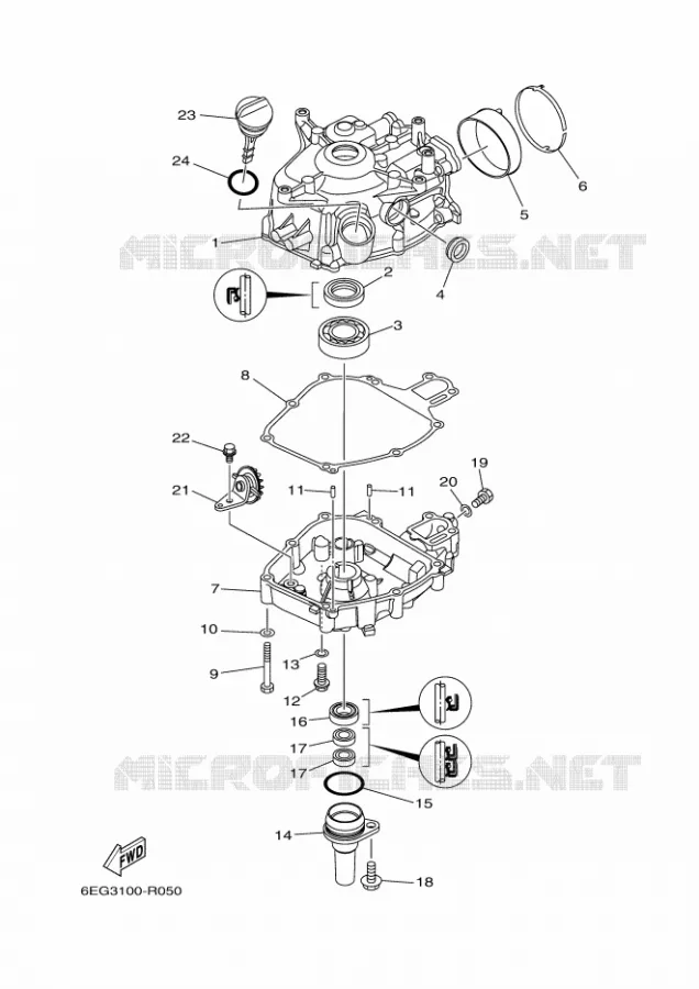 CYLINDER / CRANKCASE 2 Yamaha OUTBOARD ENGINES 2.5hp (1.8kW) 2017 F2.5  F2.5BMHL