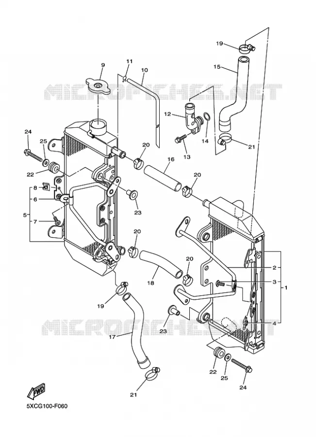 RADIATOR / HOSES Yamaha MOTO 250 2007 YZF  YZ250F