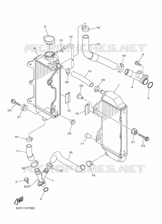 RADIATOR / HOSES Yamaha MOTO 250 2018 YZF  YZ250FX