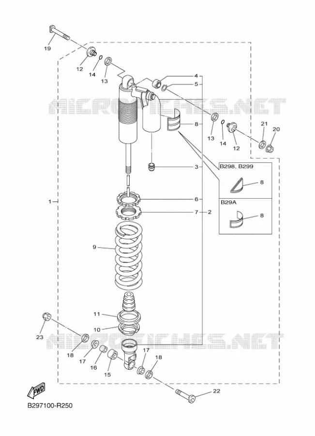 REAR SHOCK ABSORBER Yamaha MOTO 250 2016 YZF  YZ250FX