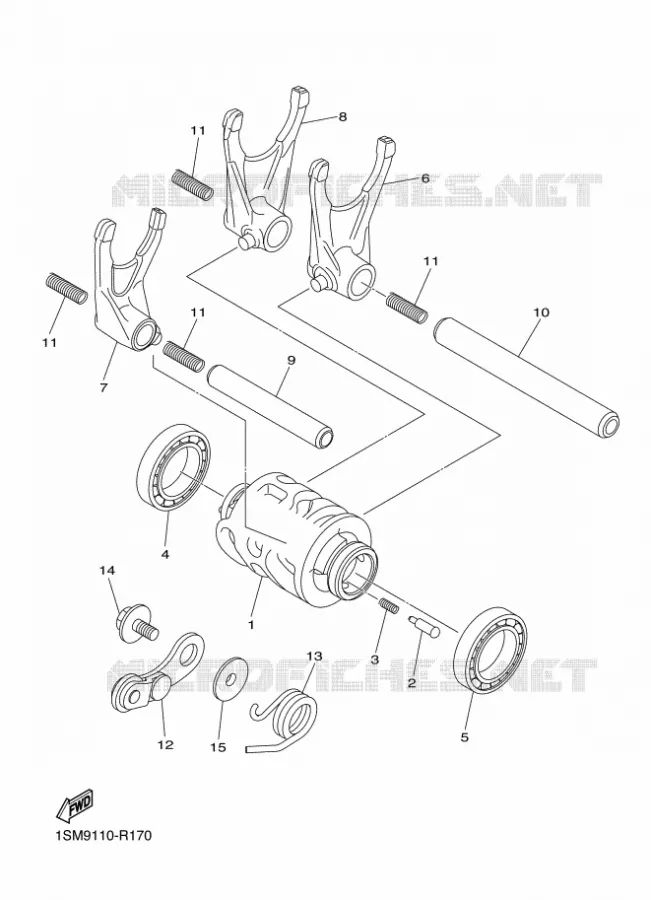 GEAR SHIFT SELECTOR DRUM / FORK Yamaha MOTO 250 2016 YZF  YZ250F