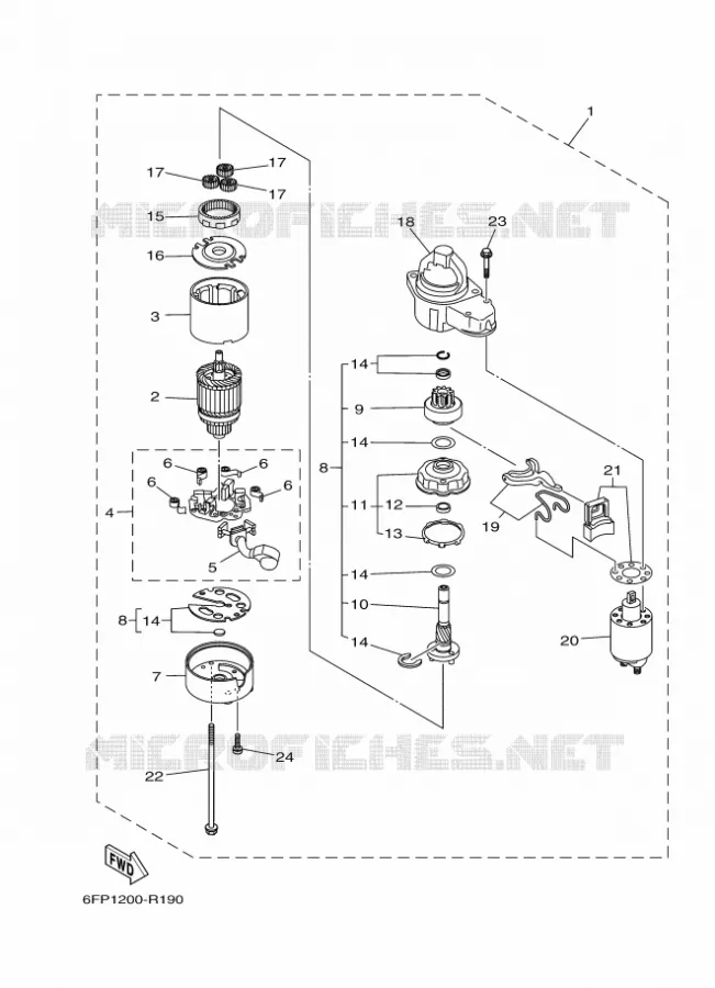 STARTING MOTOR Yamaha OUTBOARD ENGINES 80hp (55.2kW) 2018 F80  F80DETL