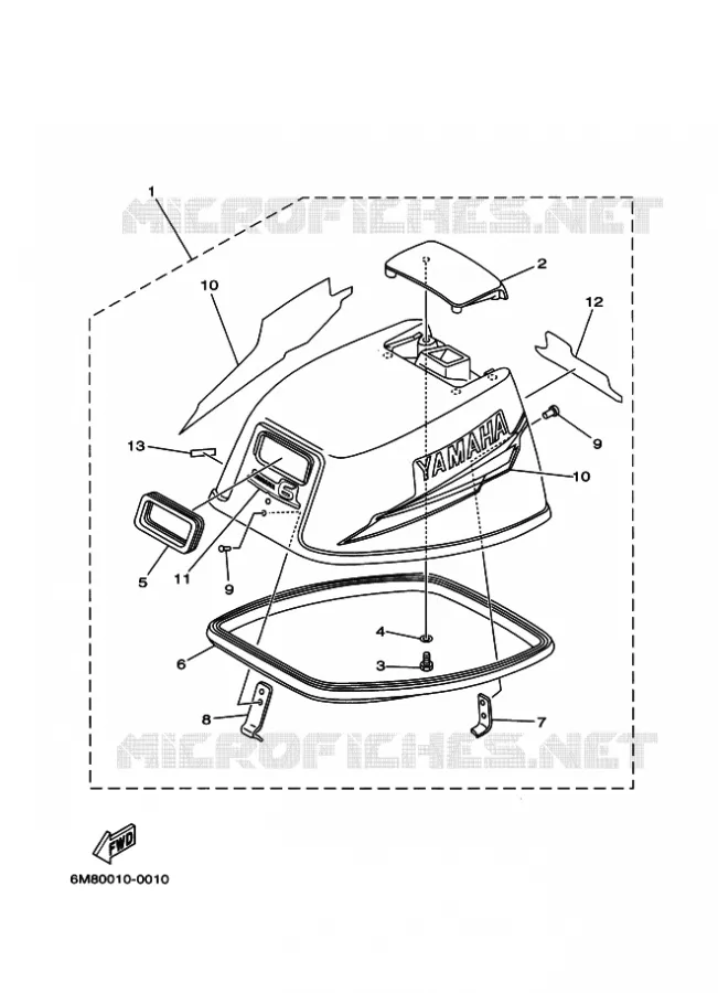 TOP COWLING Yamaha OUTBOARD ENGINES 6hp (4.4kW) 2001 6  6C