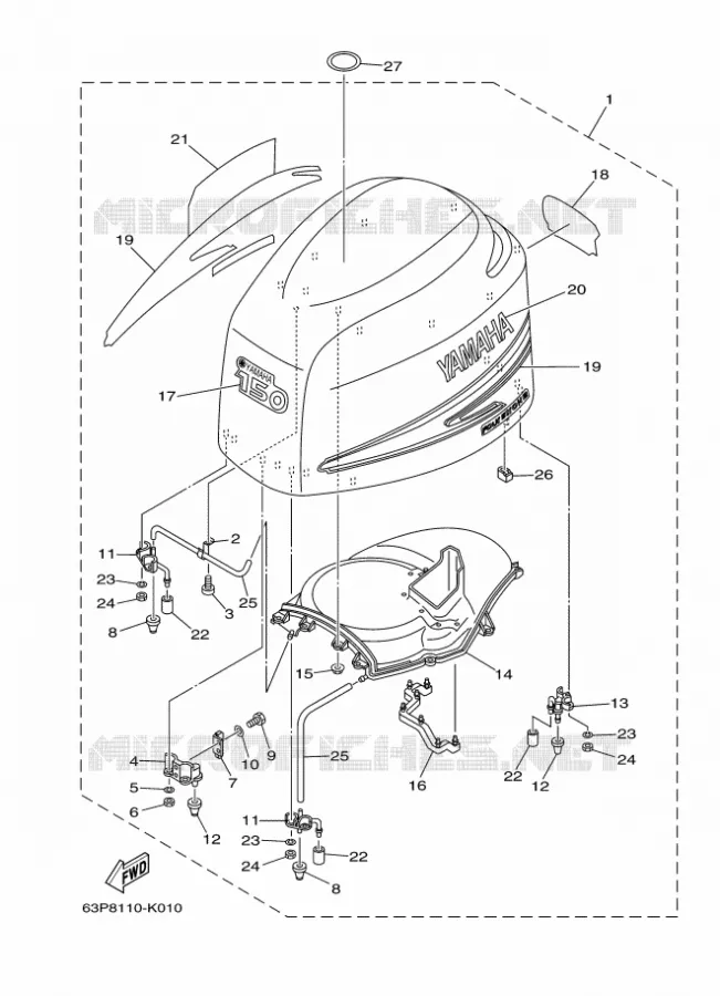 FAIRING UPPER Yamaha OUTBOARD ENGINES 150hp (110.3kW) 2011 F150  F150AETX
