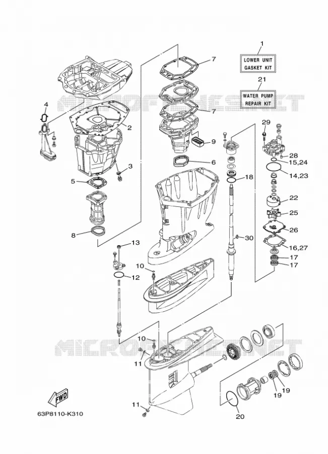 REPAIR KIT 2 Yamaha OUTBOARD ENGINES 150hp (110.3kW) 2011 F150  F150AETL