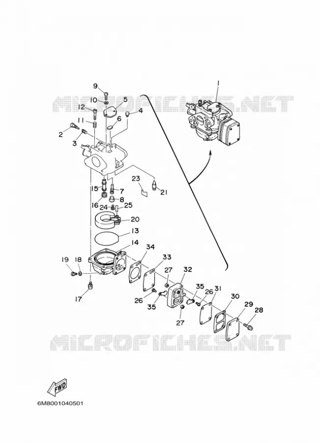 CARBURETOR Yamaha OUTBOARD ENGINES 8hp (5.9kW) 2007 8  8C