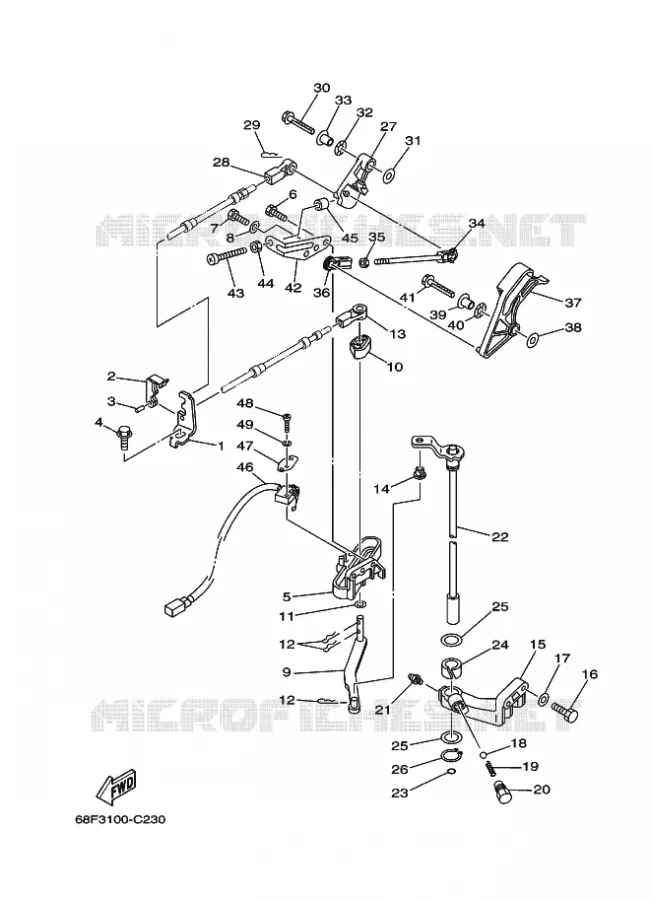 THROTTLE CONTROL Yamaha OUTBOARD ENGINES 200hp (147.1kW) 2004 LZ200  LZ200NETOX