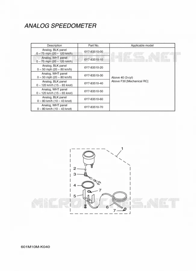 METER 4 Yamaha OUTBOARD ENGINES 2012 2012 RIGGING METER-2012  RIGGING METER-2012