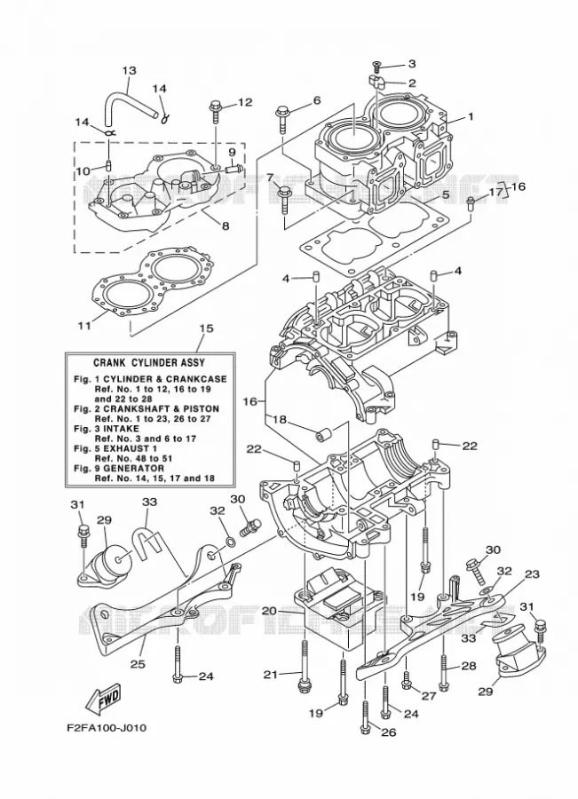 CYLINDER / CRANKCASE Yamaha Waverunner 70016 2016 SJ700B-R '16  SJ700B-R '16
