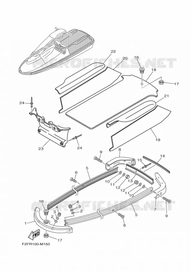 GUNWALE & MAT Yamaha Waverunner 70016 2016 SJ700B-R '16  SJ700B-R '16