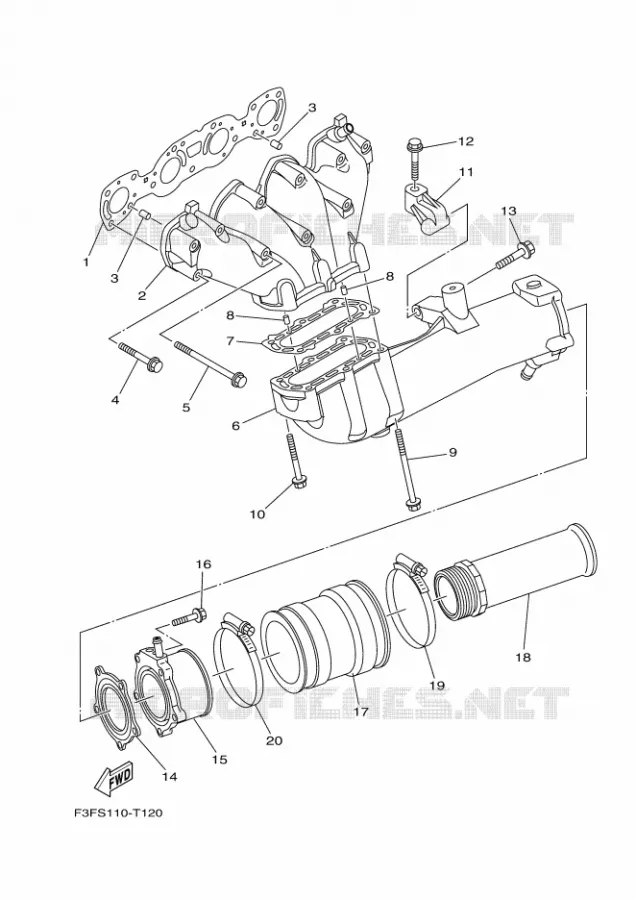 EXHAUST 1 Yamaha WAVERUNNER 1800 2018 FX  FB1800-T