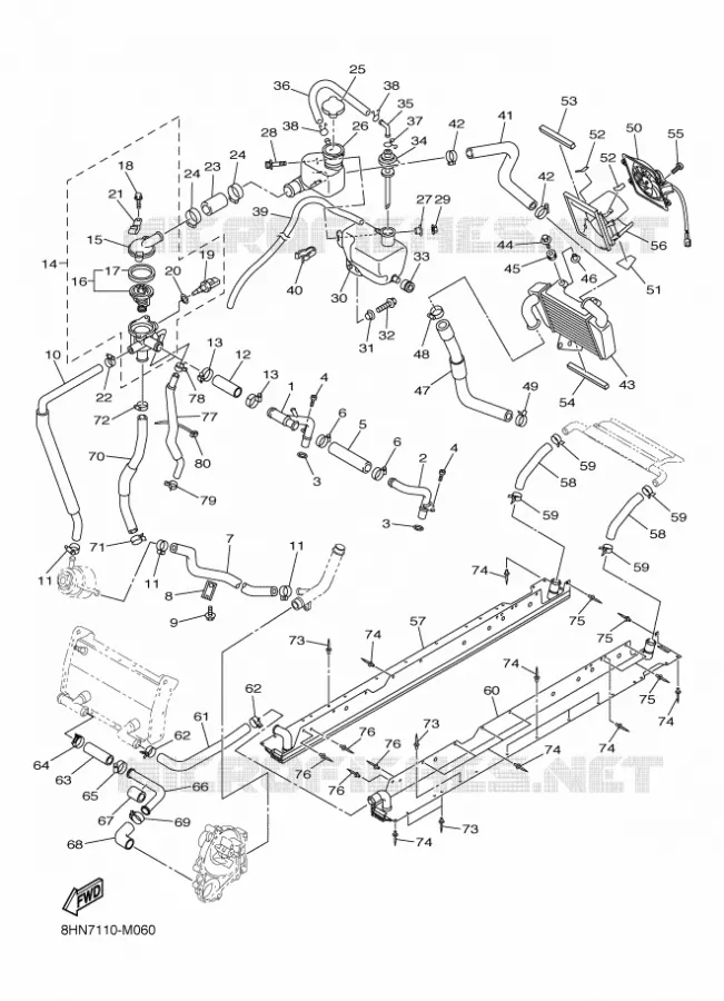 RADIATOR / HOSES Yamaha snowmobiles 1000 2018 APEX  RX10STL