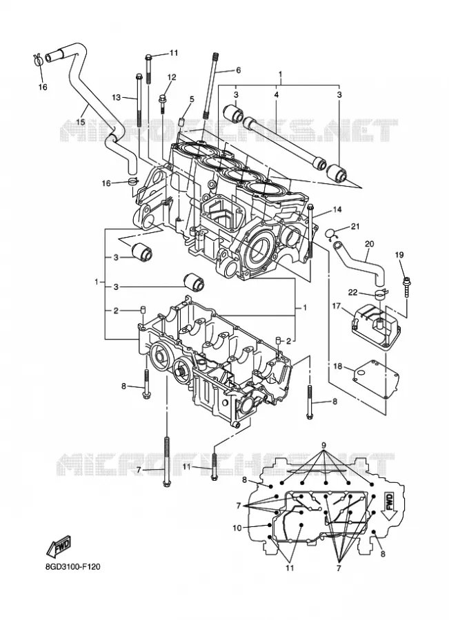 CRANKCASE Yamaha snowmobiles 1000 2007 APEX  RX10STGT