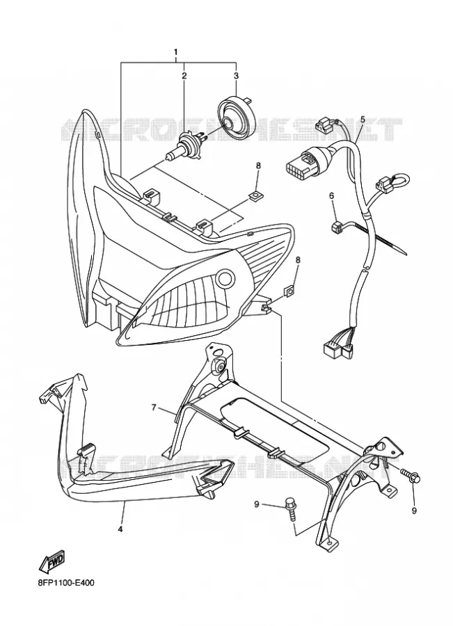 HEADLIGHT Yamaha snowmobiles 1000 2007 APEX  RX10STGT