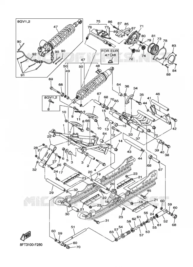 TRACK SUSPENSION 2 Yamaha snowmobiles 1000 2007 APEX  RX10STGT