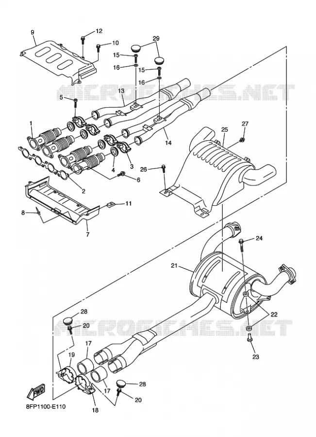 EXHAUST Yamaha snowmobiles 1000 2007 APEX  RX10STGT