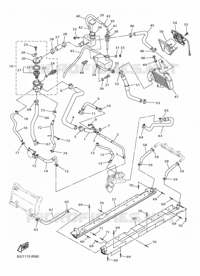 RADIATOR / HOSES Yamaha snowmobiles 1000 2017 RS VECTOR  RS10ST2