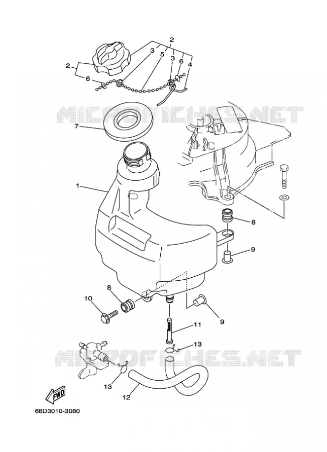 FUEL SUPPLY 1 Yamaha OUTBOARD ENGINES 4hp (2.9kW) 2005 F4  F4AMHS