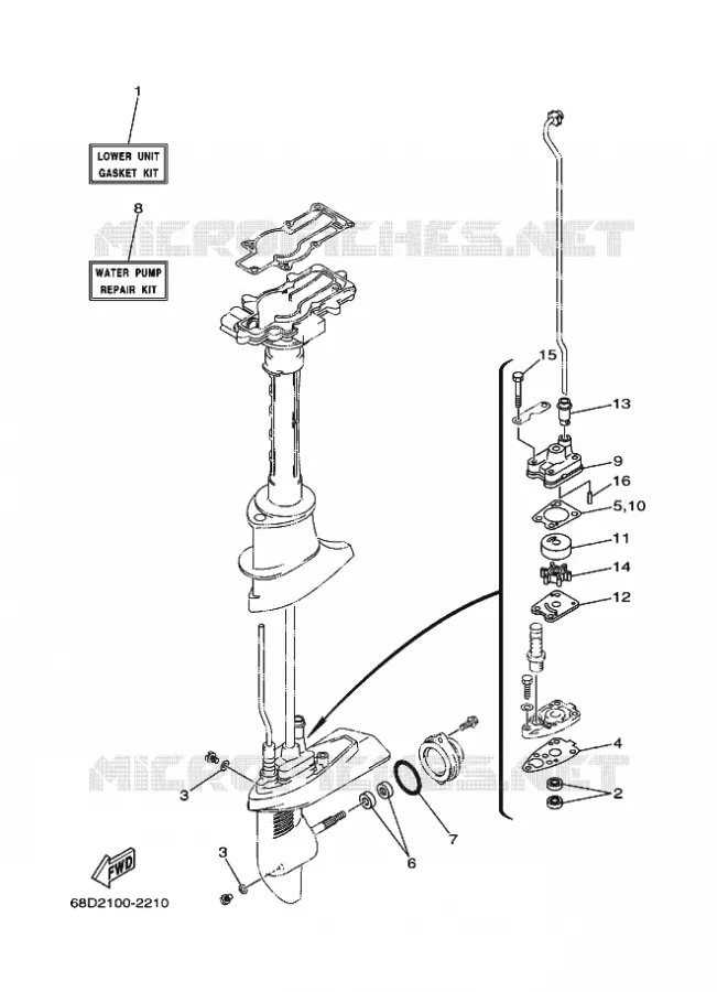REPAIR KIT 2 Yamaha OUTBOARD ENGINES 4hp (2.9kW) 2005 F4  F4AMHS