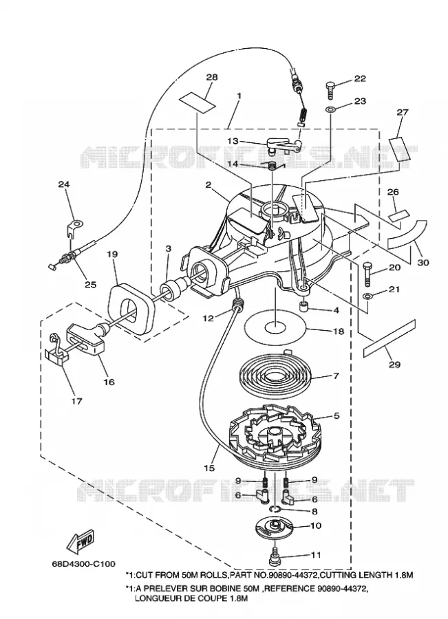 STARTER MOTOR Yamaha OUTBOARD ENGINES 4hp (2.9kW) 2005 F4  F4AMHS