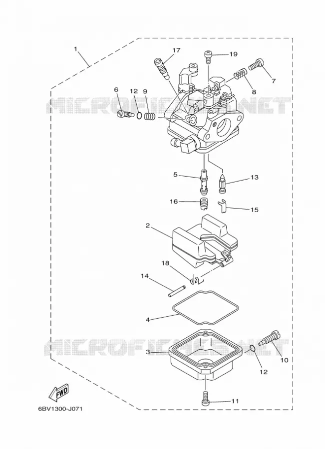 CARBURETOR Yamaha OUTBOARD ENGINES 5hp (3.7kW) 2016 F5  F5AMHS