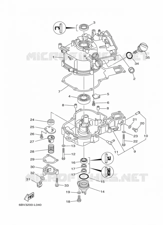 CYLINDER / CRANKCASE 2 Yamaha OUTBOARD ENGINES 5hp (3.7kW) 2013 F5  F5AMHS