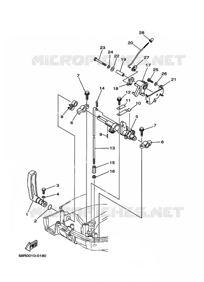 THROTTLE CONTROL Yamaha OUTBOARD ENGINES 6hp (4.4kW) 2006 F6  F6AMHL