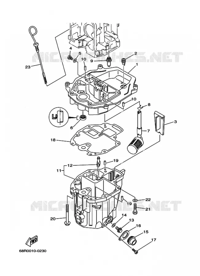 VENTILATEUR D'HUILE Yamaha OUTBOARD ENGINES 6hp (4.4kW) 2001 F6  F6A