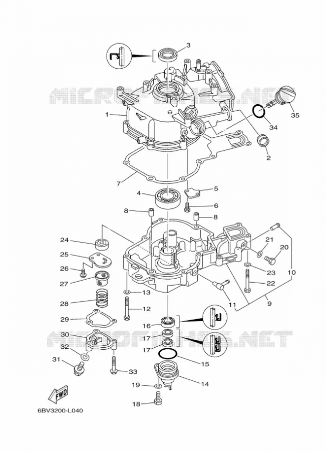 CYLINDER / CRANKCASE 2 Yamaha OUTBOARD ENGINES 6hp (4.4kW) 2012 F6  F6CMHS