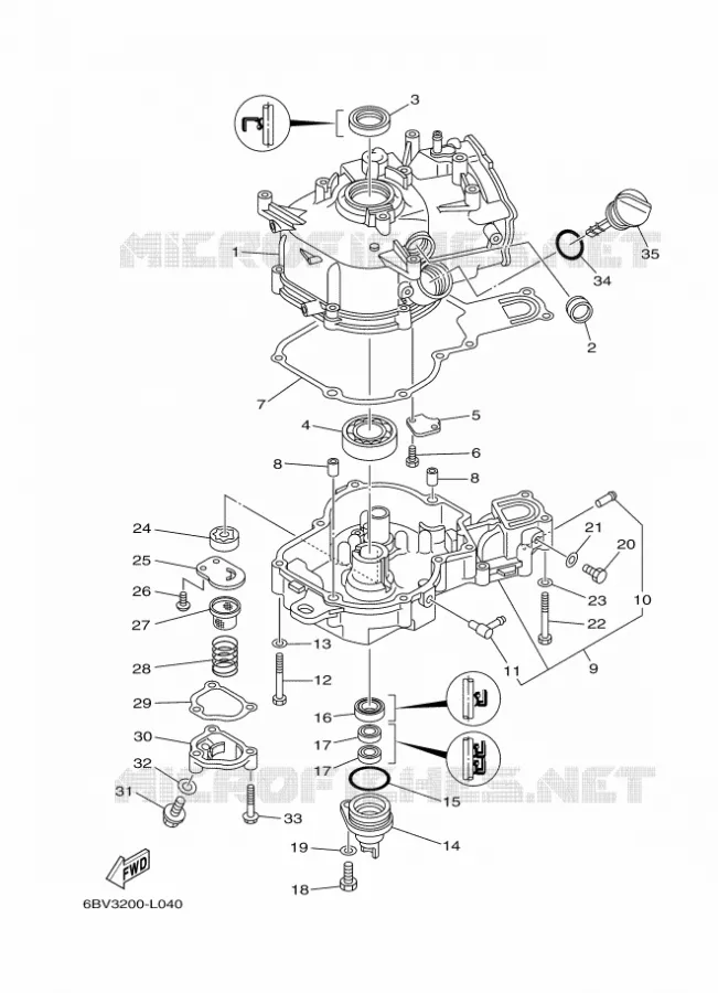 CYLINDER / CRANKCASE 2 Yamaha OUTBOARD ENGINES 6hp (4.4kW) 2012 F6  F6CMHS