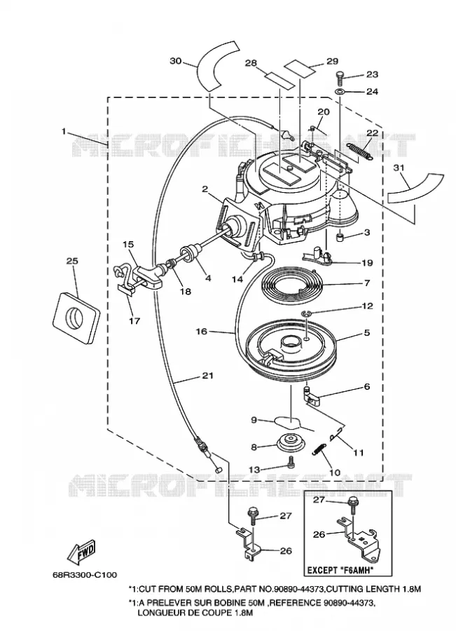 STARTER MOTOR Yamaha OUTBOARD ENGINES 8hp (5.9kW) 2004 F8  F8MSHC