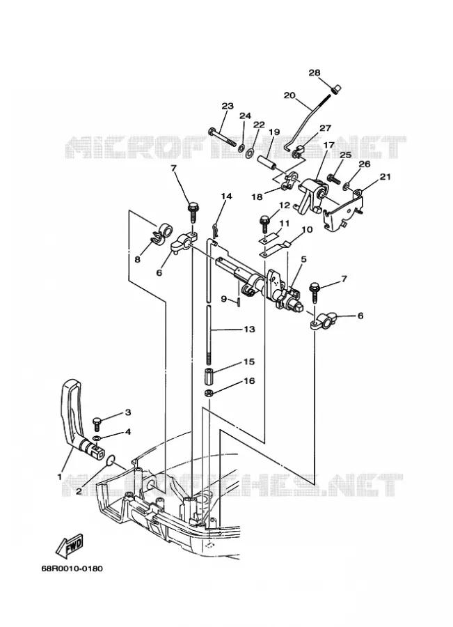 THROTTLE CONTROL Yamaha OUTBOARD ENGINES 8hp (5.9kW) 2004 F8  F8MSHC