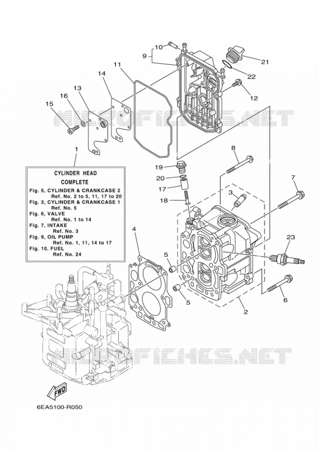 CYLINDER / CRANKCASE 2 Yamaha OUTBOARD ENGINES 8hp (5.9kW) 2017 F8  F8FMHS