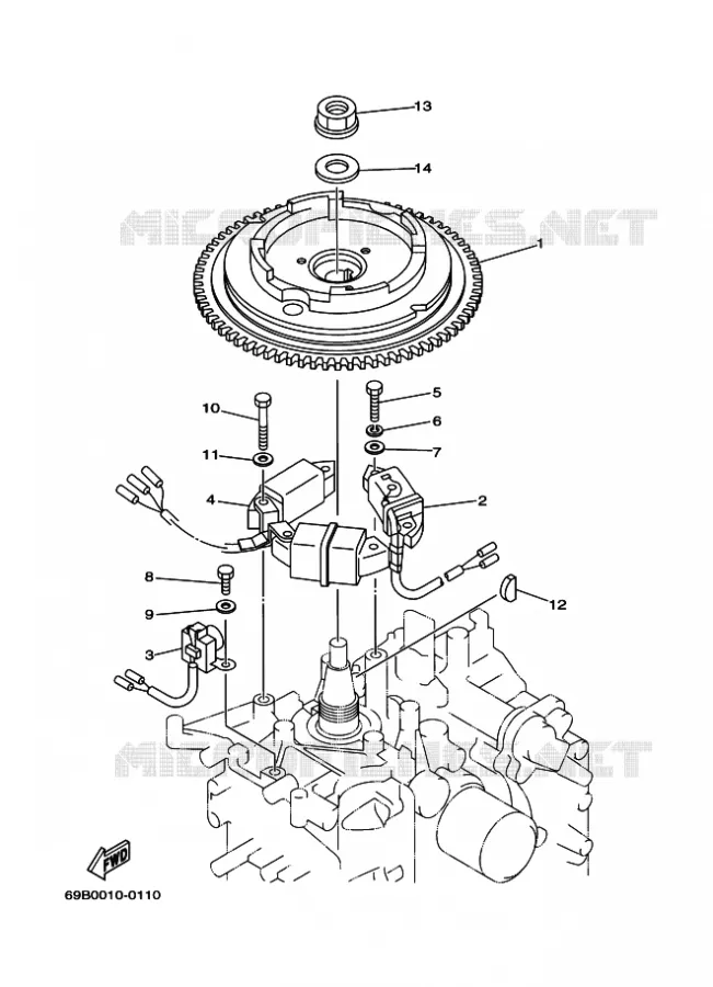 GENERATOR Yamaha OUTBOARD ENGINES 9.9hp (7.3kW) 2006 F9.9  F9.9MLH2