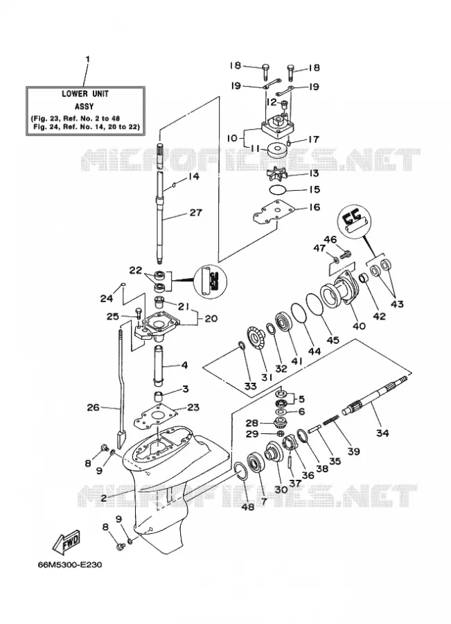 LOWER CASING & DRIVE 1 Yamaha OUTBOARD ENGINES 9.9hp (7.3kW) 2006 F9.9  F9.9MLH2