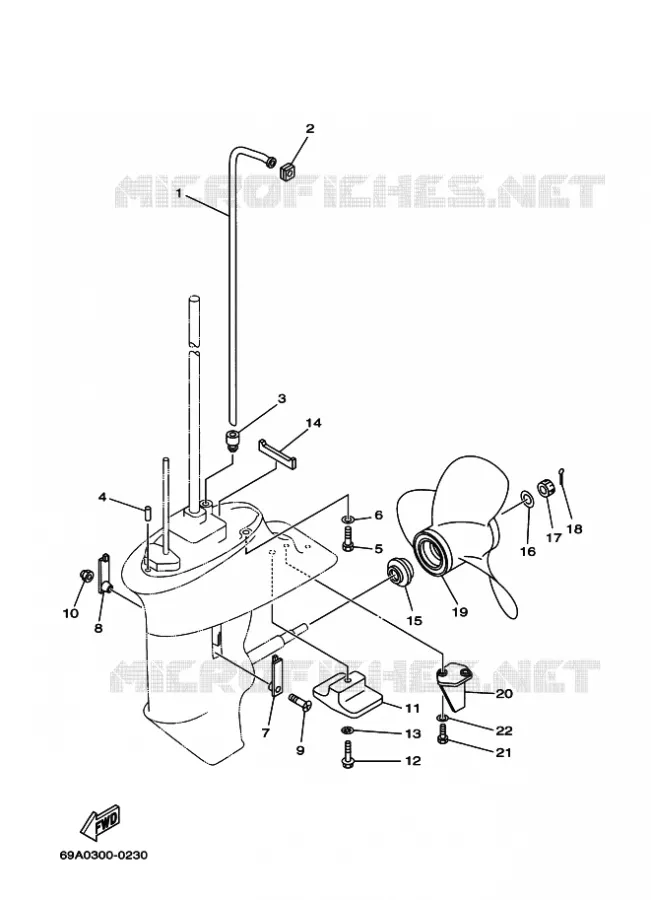 LOWER CASING & DRIVE 2 Yamaha OUTBOARD ENGINES 9.9hp (7.3kW) 2003 F9.9  F9.9CES