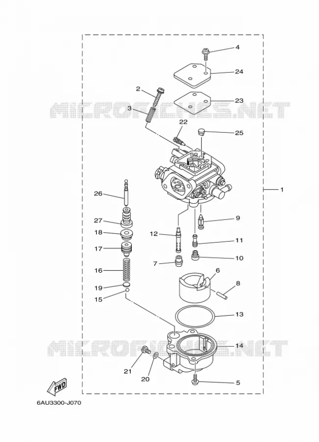 CARBURETOR Yamaha OUTBOARD ENGINES 9.9hp (7.3kW) 2010 F9.9  F9.9FMHS