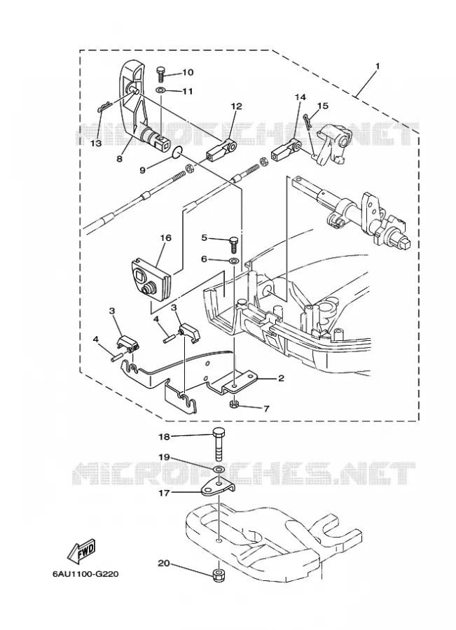 REMOTE CONTROL ATTACHMENT Yamaha OUTBOARD ENGINES 9.9hp (7.3kW) 2010 F9.9  F9.9FMHS