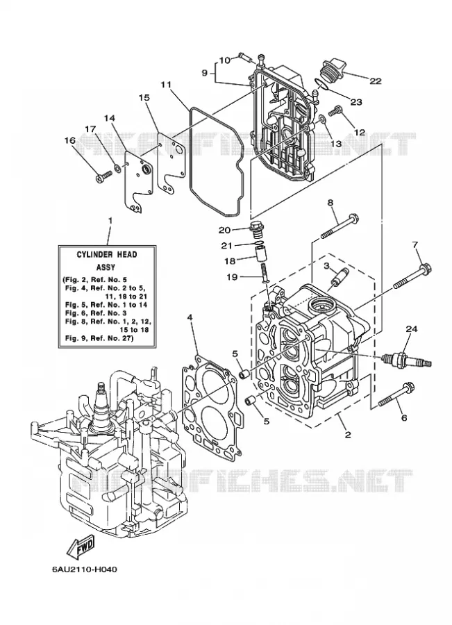 CYLINDER / CRANKCASE 2 Yamaha OUTBOARD ENGINES 9.9hp (7.3kW) 2010 F9.9  F9.9FMHL