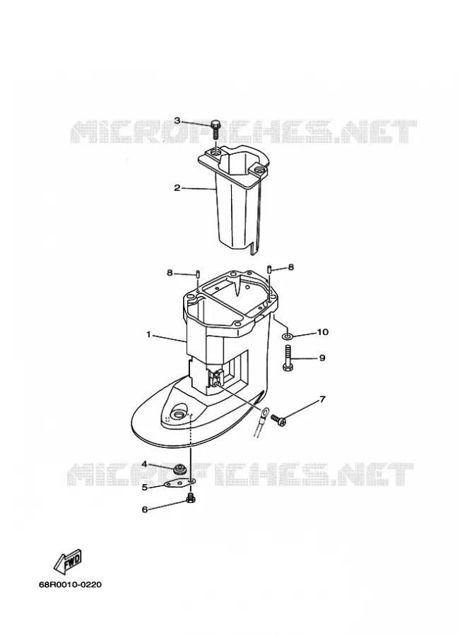 UPPER CASING Yamaha OUTBOARD ENGINES 9.9hp (7.3kW) 2010 F9.9  F9.9FEL