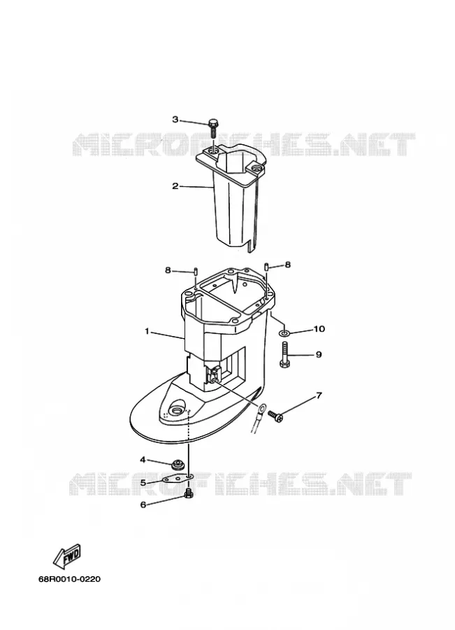UPPER CASING Yamaha OUTBOARD ENGINES 9.9hp (7.3kW) 2010 F9.9  F9.9FES
