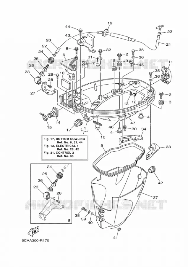 BOTTOM COWLING Yamaha OUTBOARD ENGINES 9.9hp (7.3kW) 2017 F9.9  F9.9HMH1L