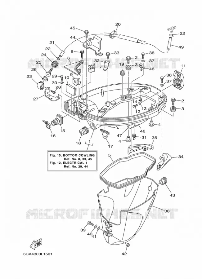 BOTTOM COWLING Yamaha OUTBOARD ENGINES 9.9hp (7.3kW) 2012 F9.9  F9.9HMHL