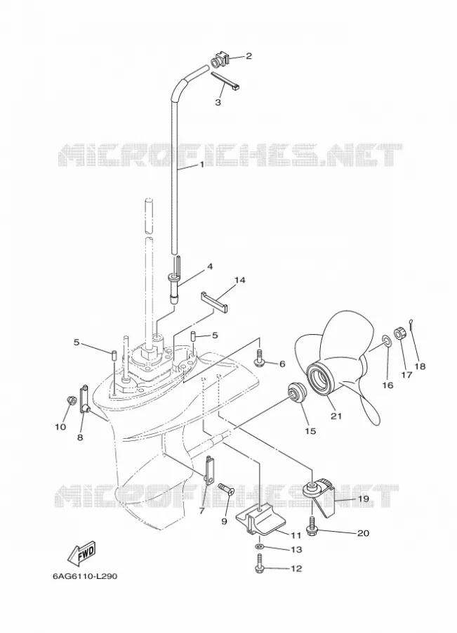 LOWER CASING & DRIVE 2 Yamaha OUTBOARD ENGINES 9.9hp (7.3kW) 2012 F9.9  F9.9HMHL