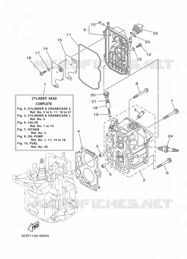 CYLINDER / CRANKCASE 2 Yamaha OUTBOARD ENGINES 9.9hp (7.3kW) 2014 F9.9  F9.9JES