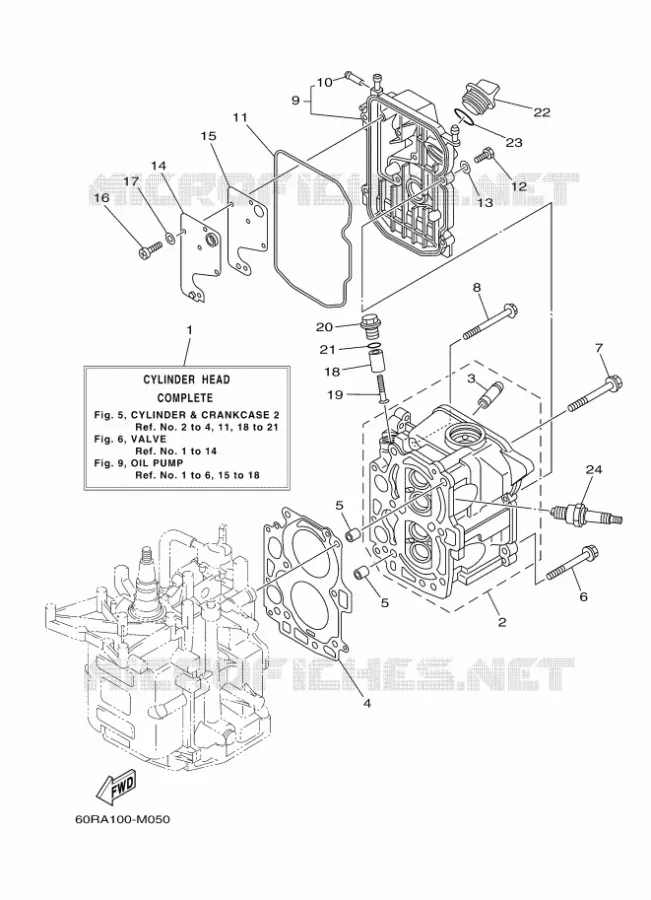 CYLINDER / CRANKCASE 2 Yamaha OUTBOARD ENGINES 8hp (5.9kW) 2013 FT8  FT8DMHX
