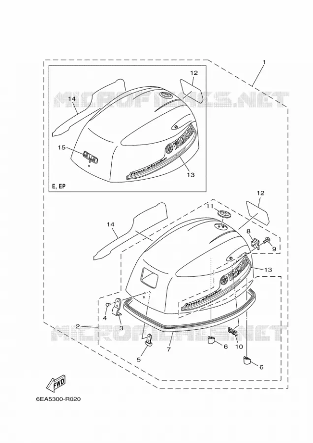 TOP COWLING Yamaha OUTBOARD ENGINES 9.9hp (7.3kW) 2018 FT9.9  FT9.9LMHX