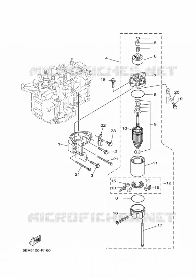 STARTING MOTOR Yamaha OUTBOARD ENGINES 9.9hp (7.3kW) 2017 FT9.9  FT9.9LMHL